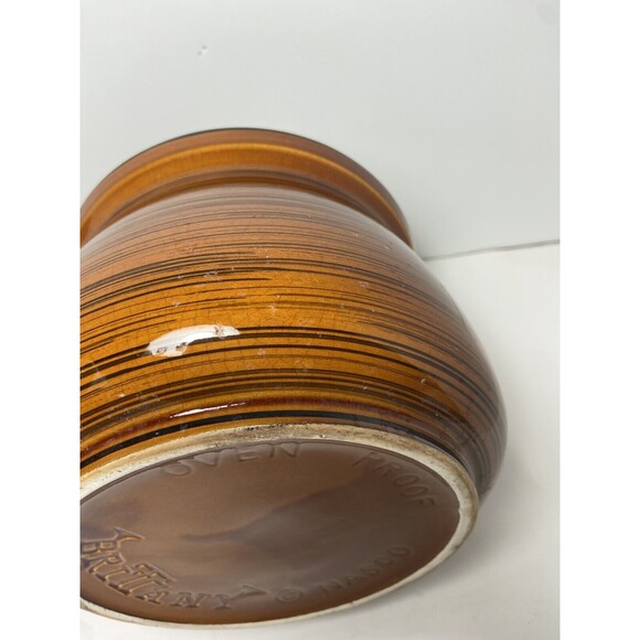 Vintage Brittany Nasco Bean Pot Soup Tureen W Lid and Handles Brown Oven Proof - Picture 9 of 11